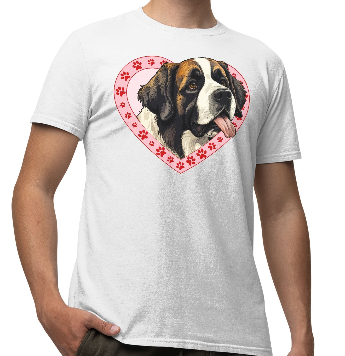 Saint Bernard Illustration In Heart - Adult Unisex T-Shirt