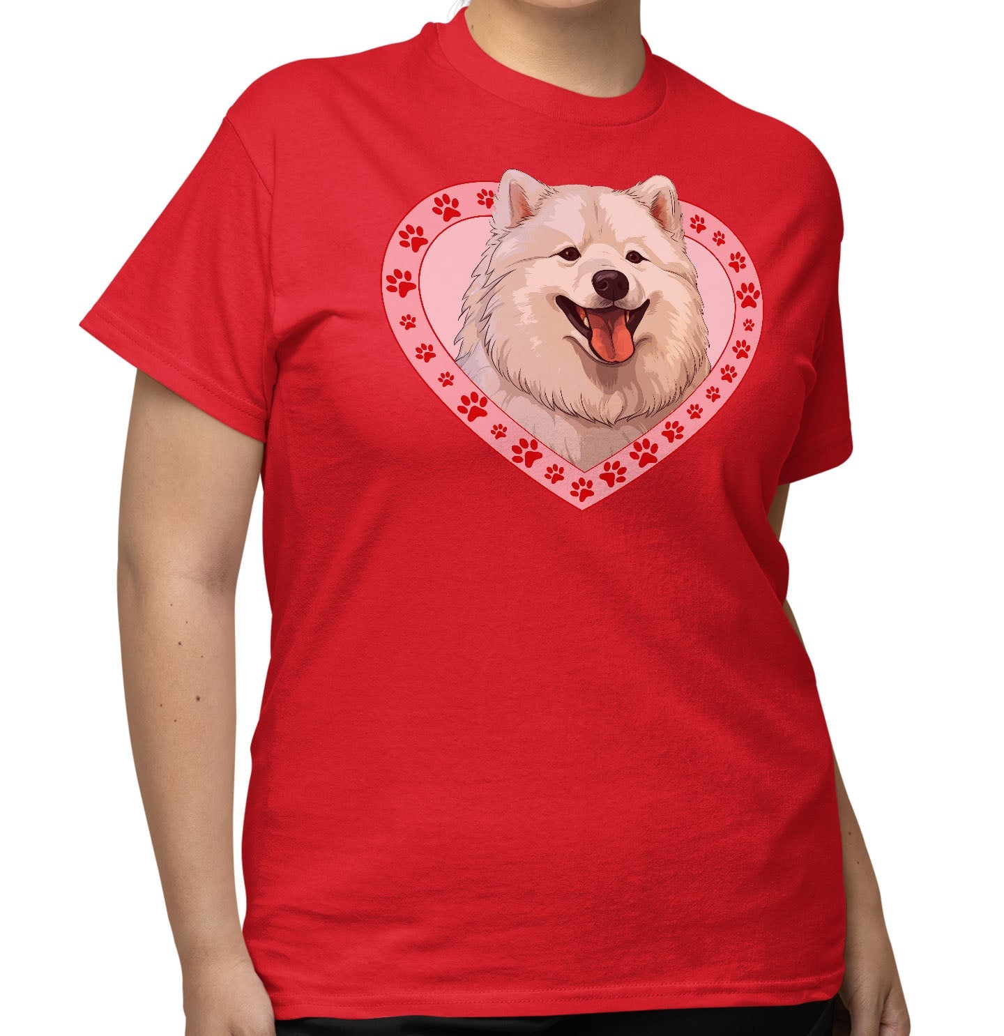 Samoyed Illustration In Heart - Adult Unisex T-Shirt