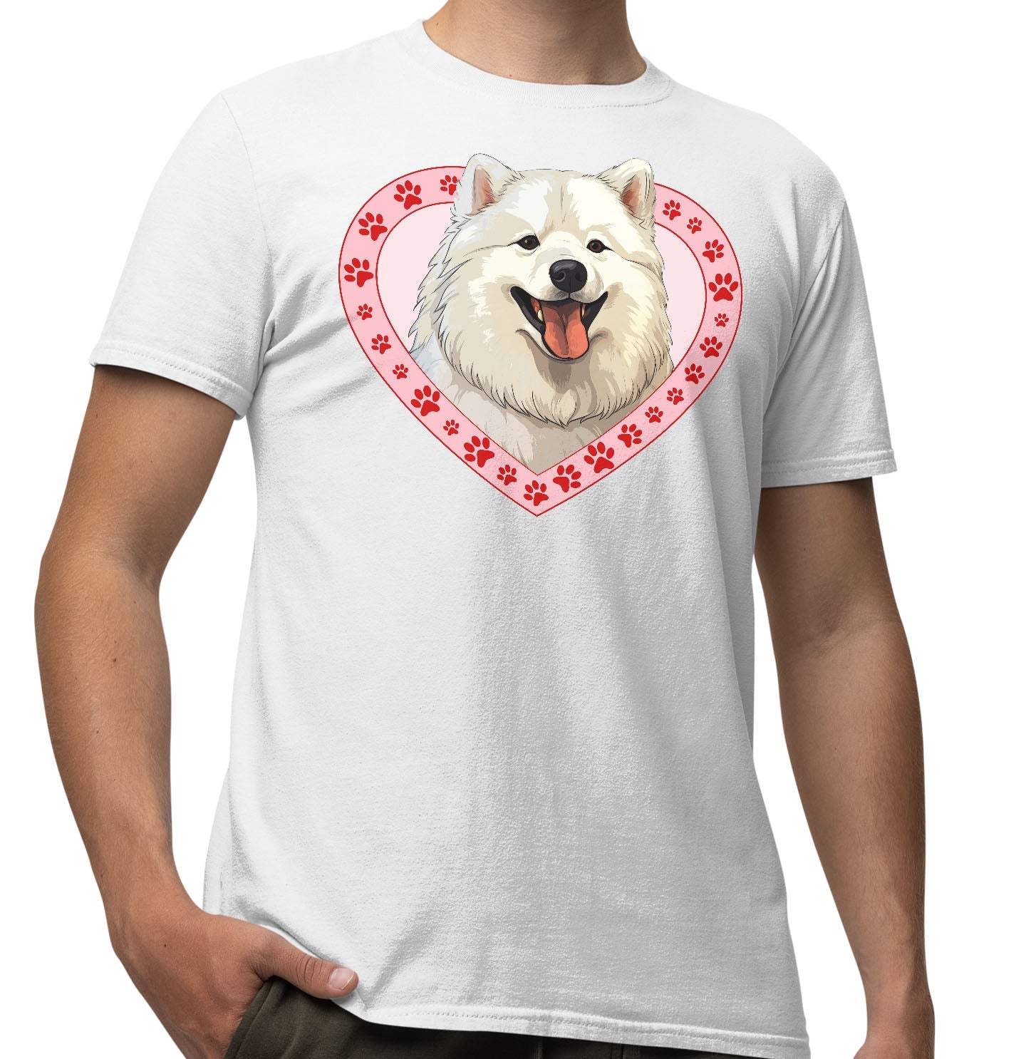 Samoyed Illustration In Heart - Adult Unisex T-Shirt