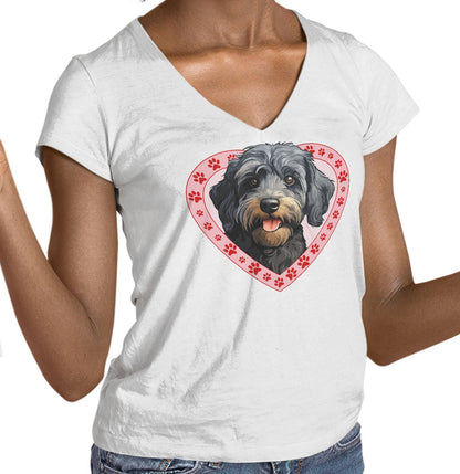 Schnoodle Illustration In Heart - Women's V-Neck T-Shirt