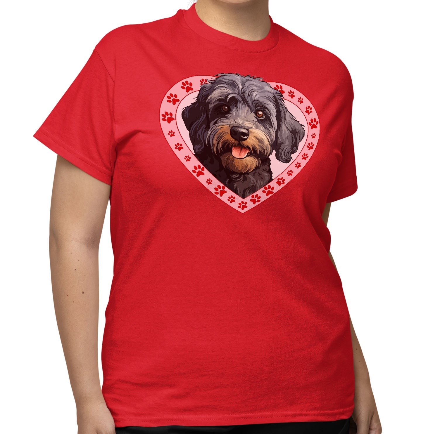 Schnoodle Illustration In Heart - Adult Unisex T-Shirt