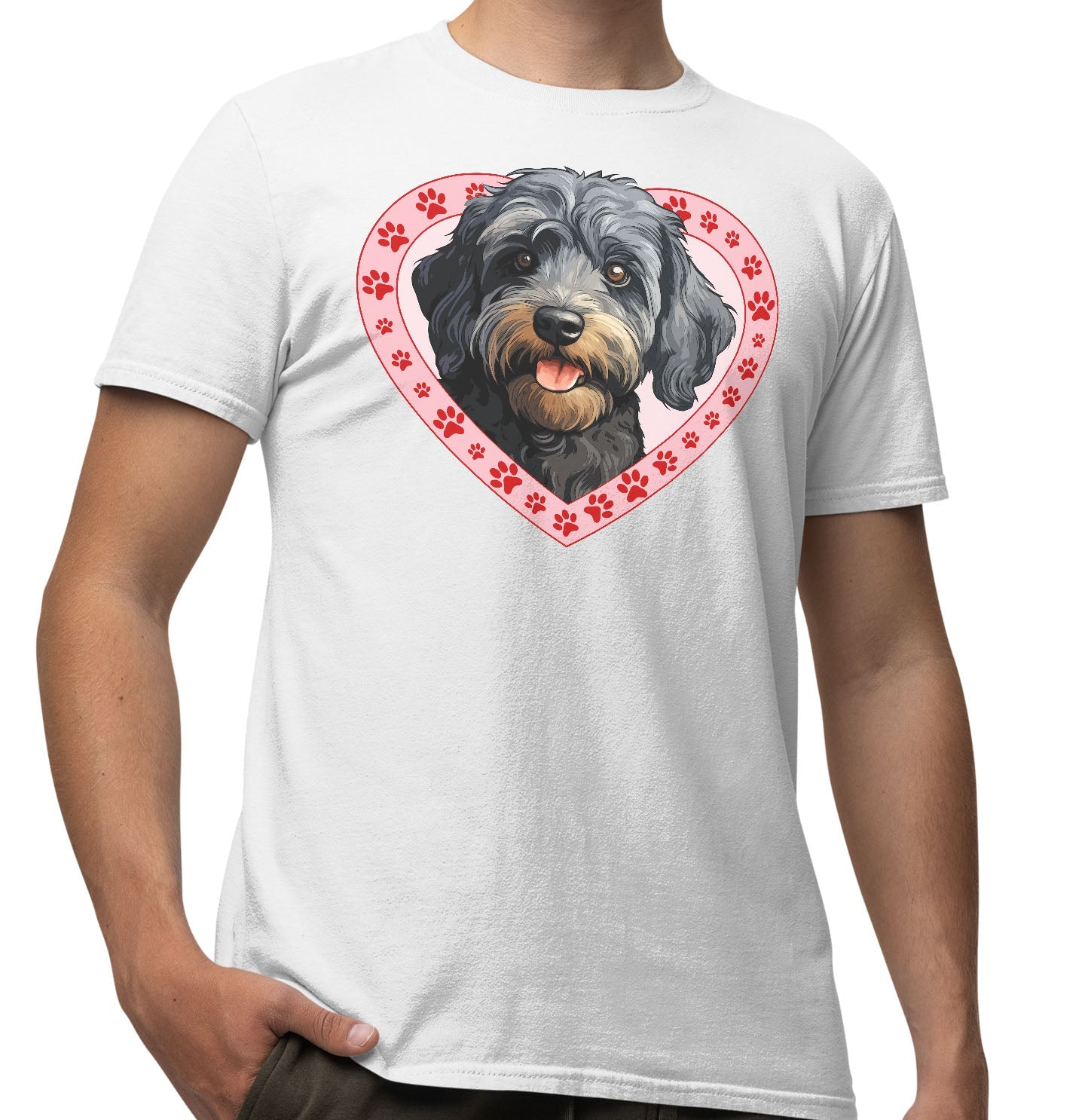 Schnoodle Illustration In Heart - Adult Unisex T-Shirt