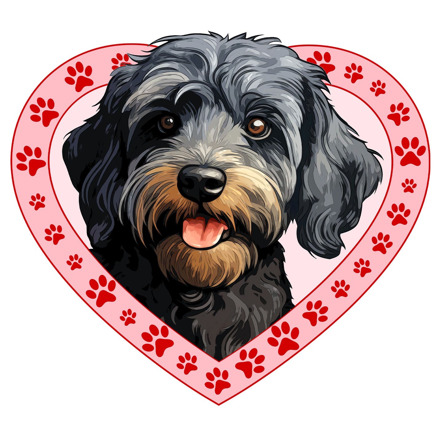 Schnoodle Illustration In Heart - Adult Unisex T-Shirt