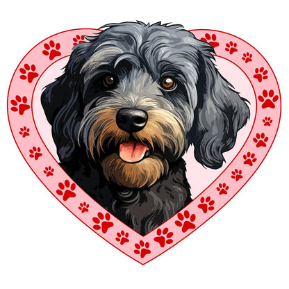 Schnoodle Illustration In Heart - Adult Unisex T-Shirt