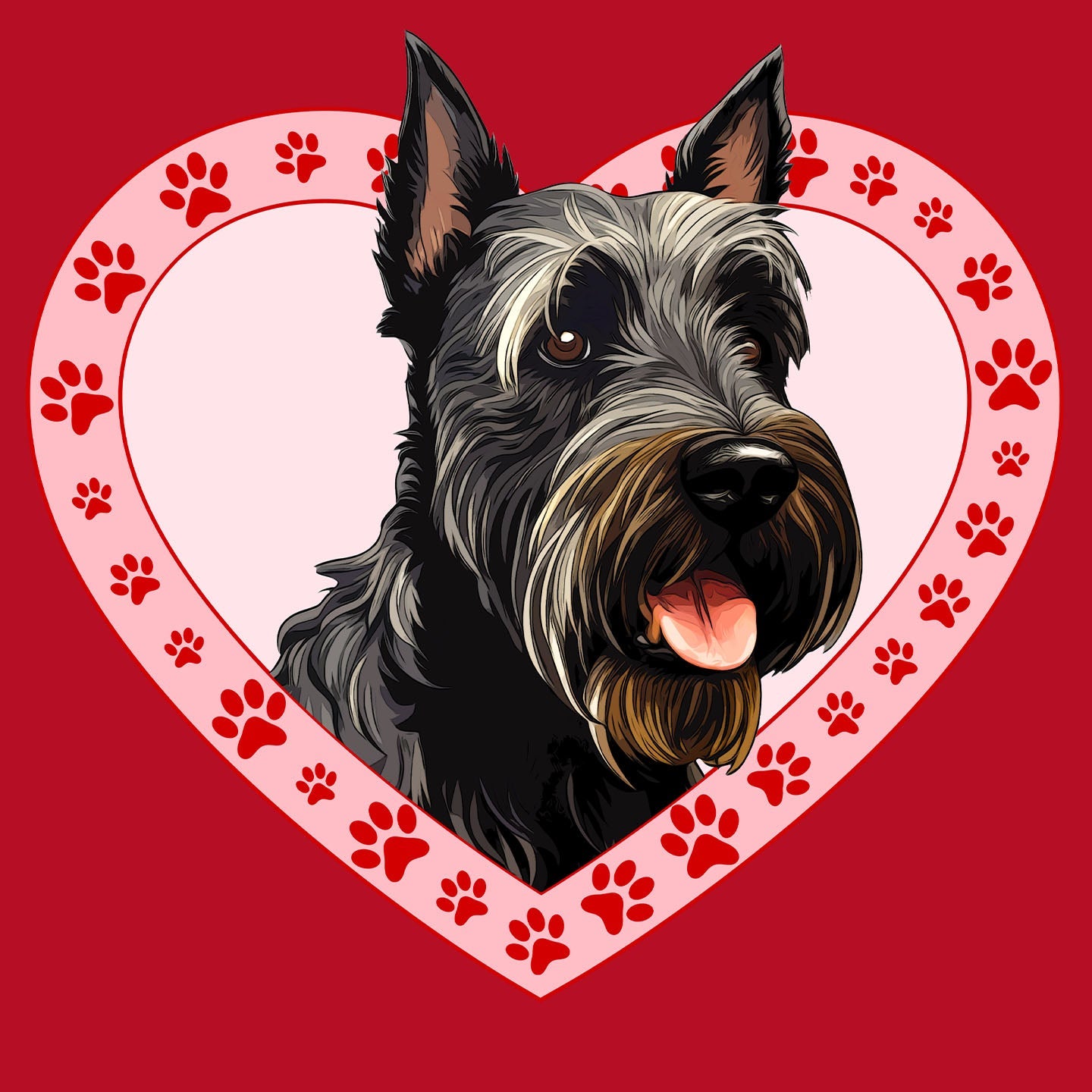 Scottish Terrier Illustration In Heart - Women's V-Neck T-Shirt