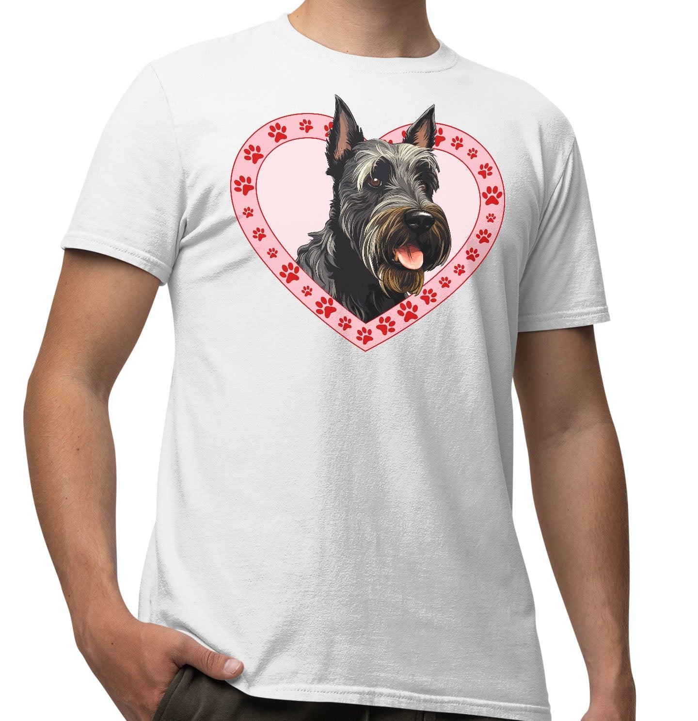 Scottish Terrier Illustration In Heart - Adult Unisex T-Shirt