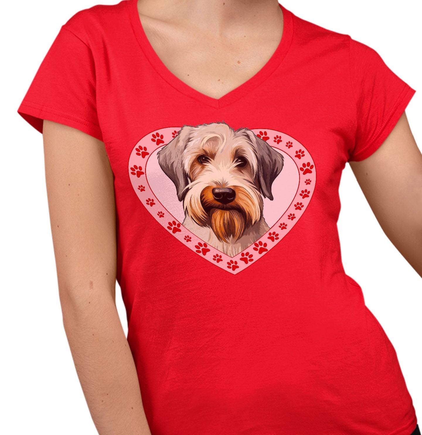 Sealyham Terrier Illustration In Heart - Women's V-Neck T-Shirt