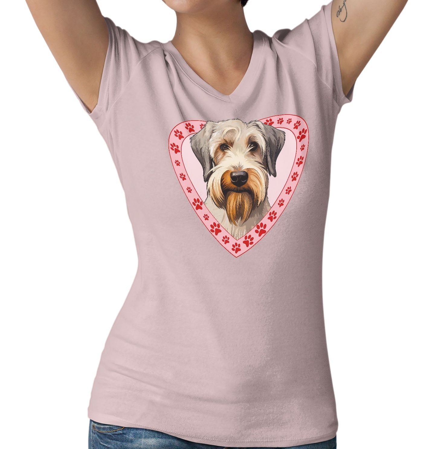 Sealyham Terrier Illustration In Heart - Women's V-Neck T-Shirt