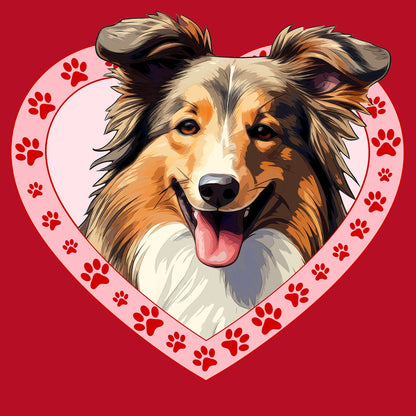 Shetland Sheepdog Illustration In Heart - Women's V-Neck T-Shirt