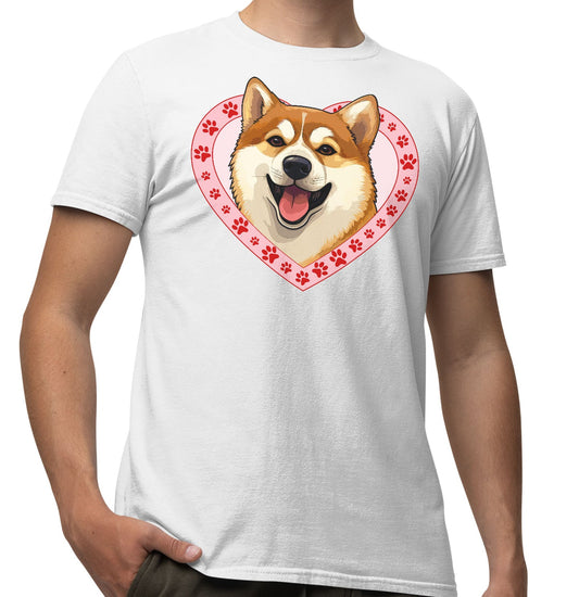 Shiba Inu Illustration In Heart - Adult Unisex T-Shirt