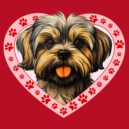 Shih Tzu (Brindle) Illustration In Heart - Women's V-Neck T-Shirt