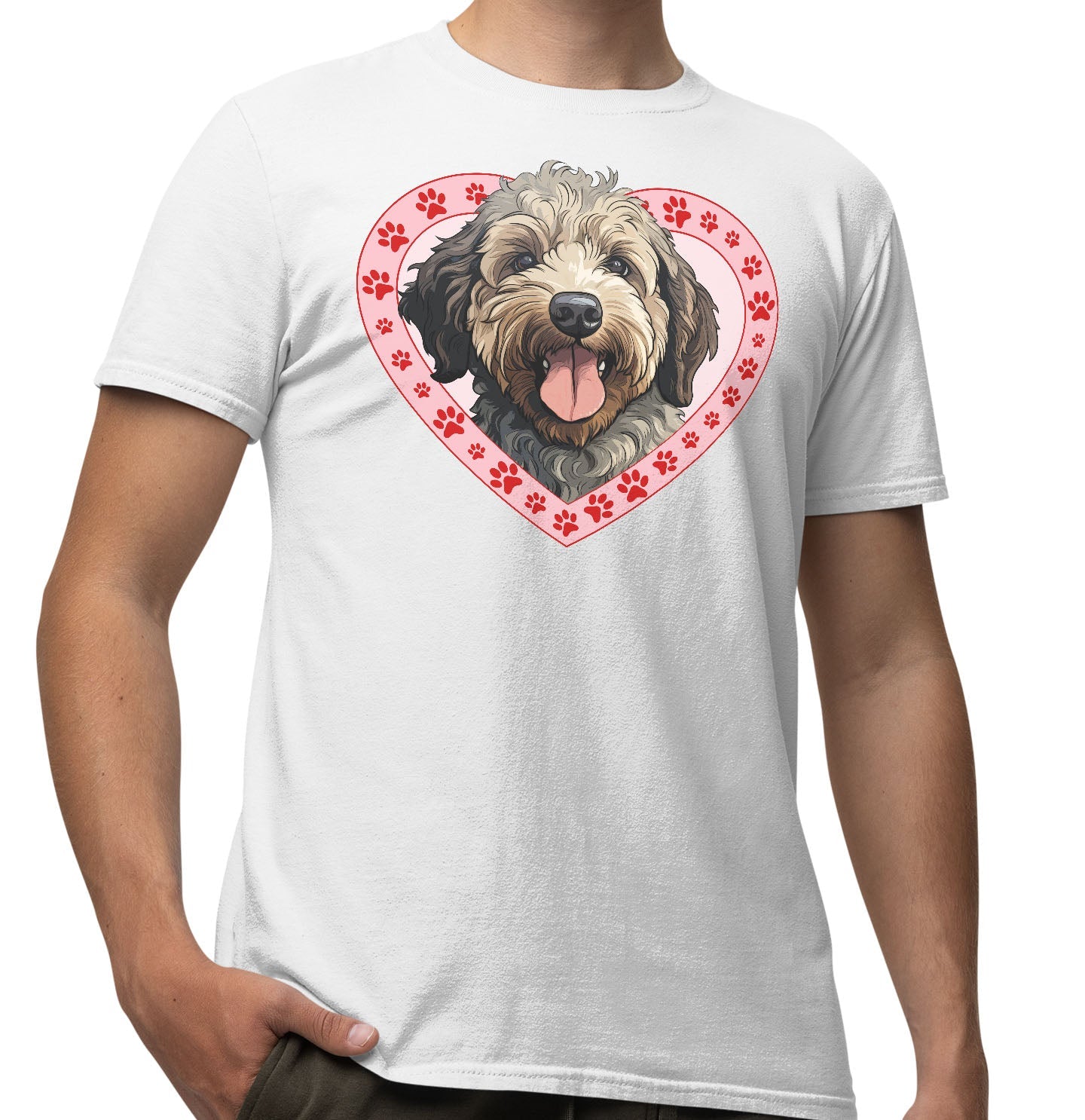 Spanish Water Dog Illustration In Heart - Adult Unisex T-Shirt