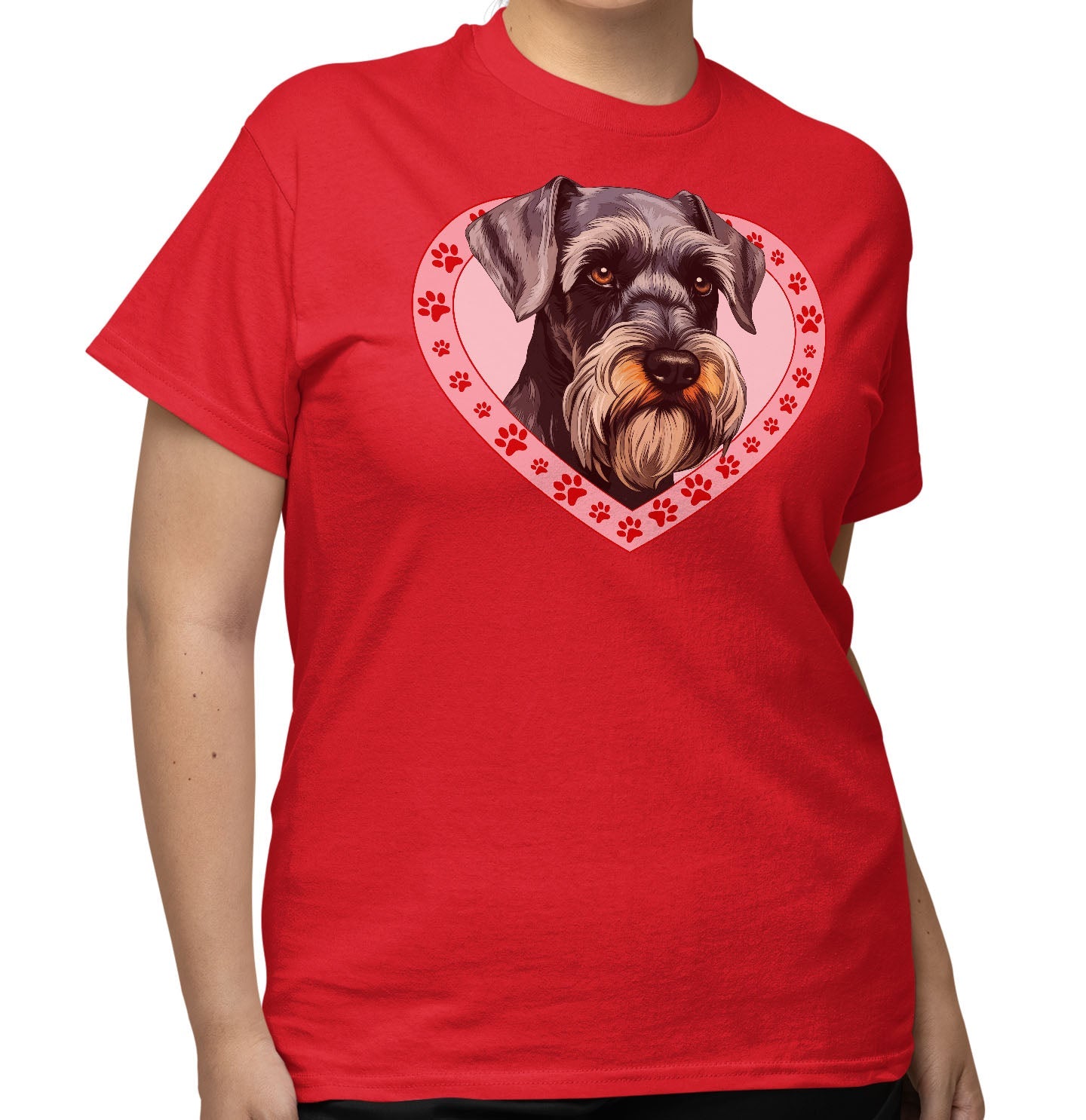 Standard Schnauzer Illustration In Heart - Adult Unisex T-Shirt