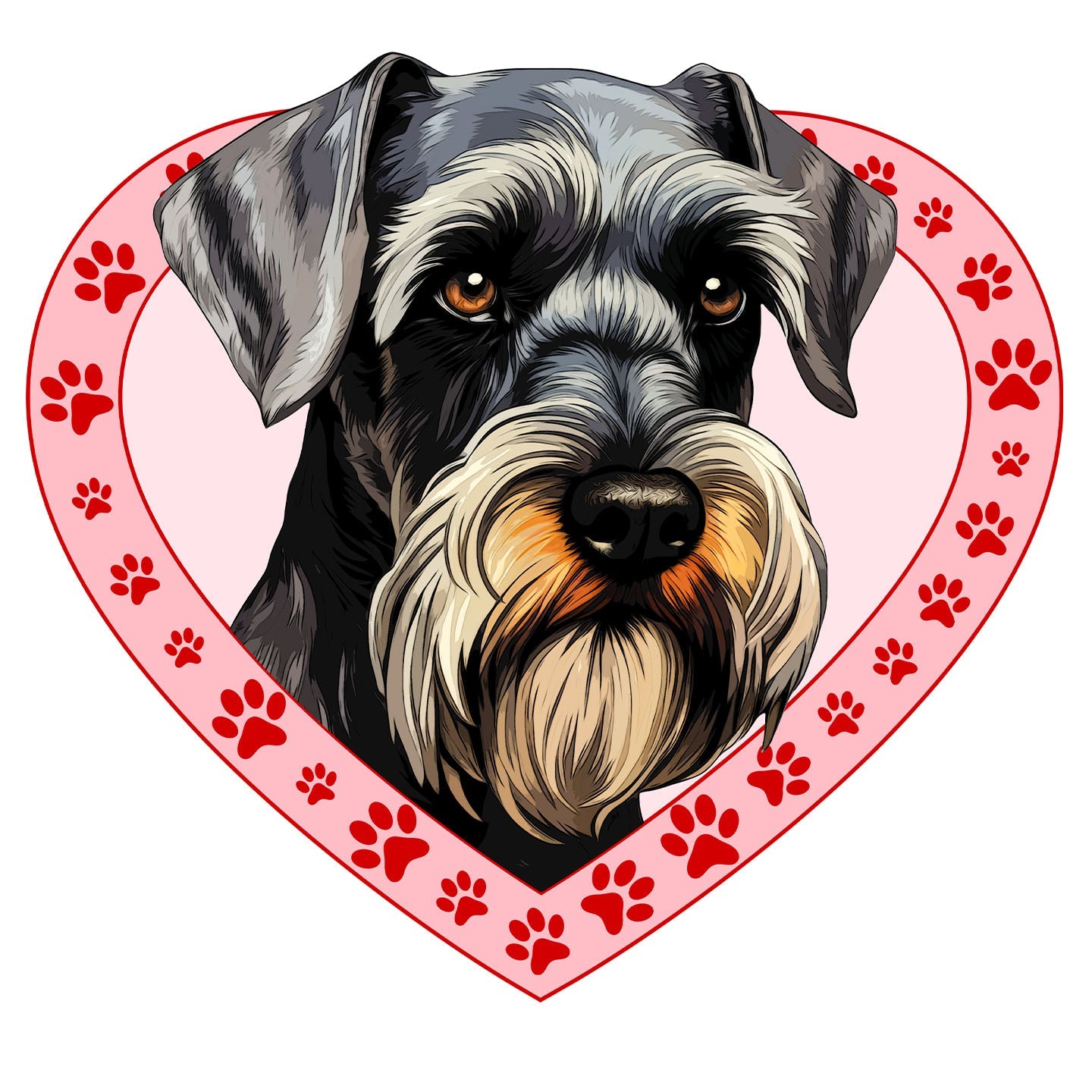 Standard Schnauzer Illustration In Heart - Adult Unisex T-Shirt