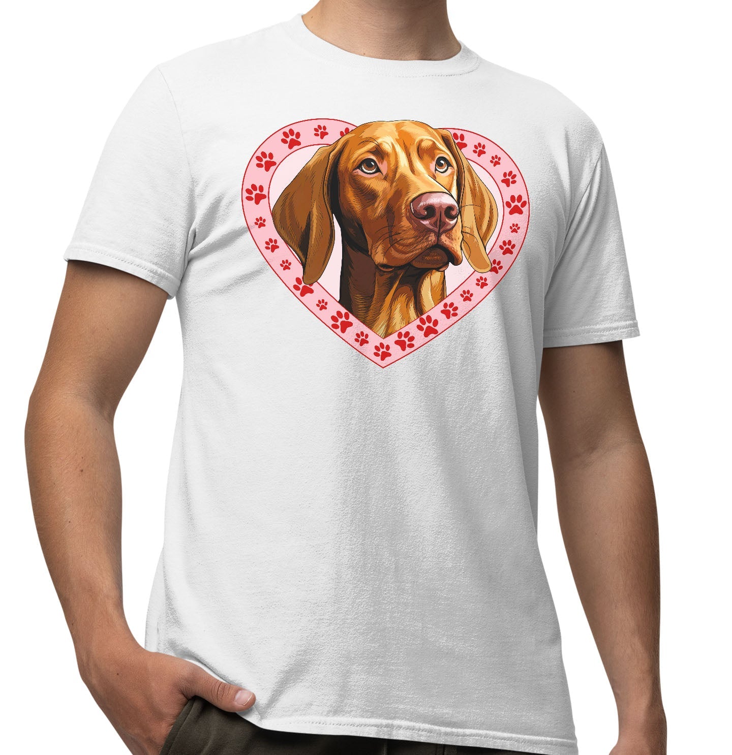 Vizsla Illustration In Heart - Adult Unisex T-Shirt