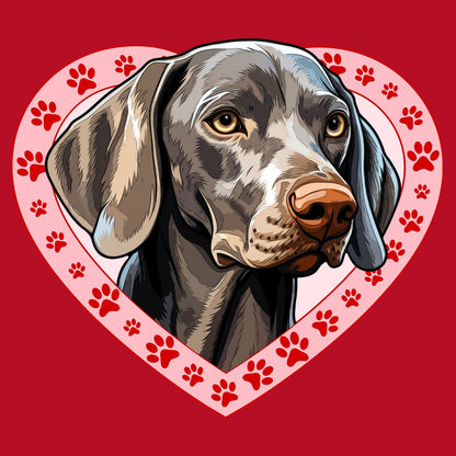 Weimaraner Illustration In Heart - Women's V-Neck T-Shirt