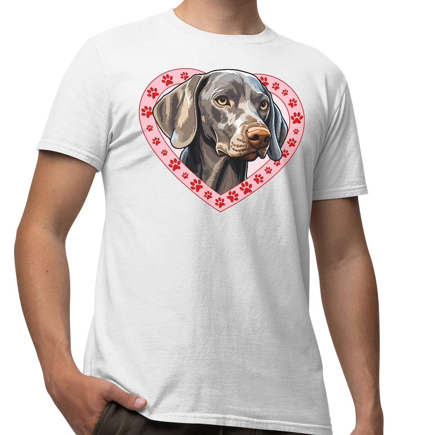 Weimaraner Illustration In Heart - Adult Unisex T-Shirt