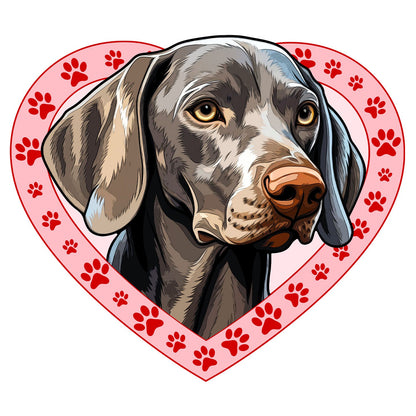 Weimaraner Illustration In Heart - Adult Unisex T-Shirt