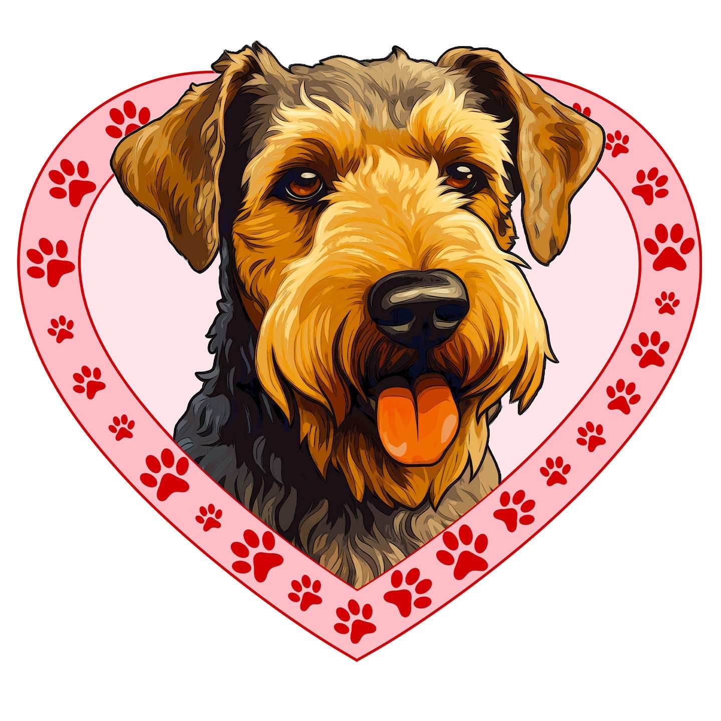 Welsh Terrier Illustration In Heart - Adult Unisex T-Shirt