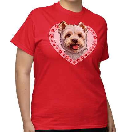 West Highland White Terrier Illustration In Heart - Adult Unisex T-Shirt