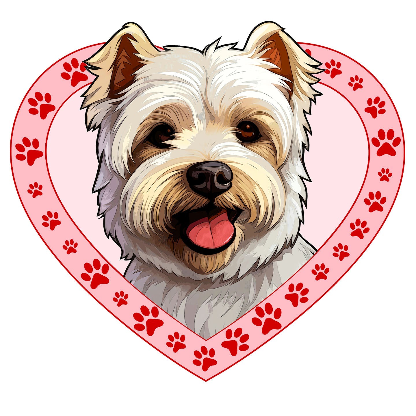 West Highland White Terrier Illustration In Heart - Adult Unisex T-Shirt