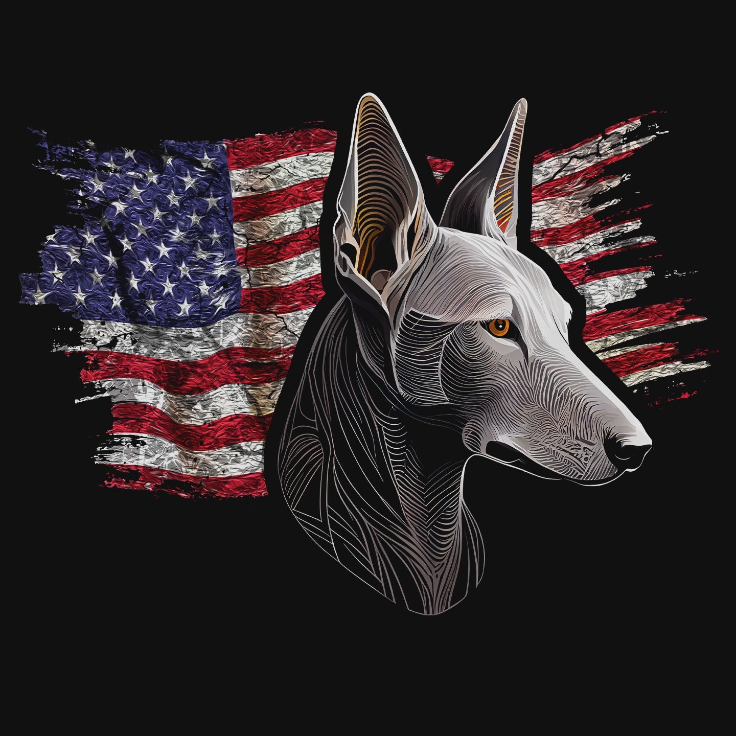 Patriotic Pharaoh Hound American Flag - Women's V-Neck T-Shirt
