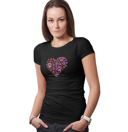 Pink Paw Heart - Women's Fitted T-Shirt