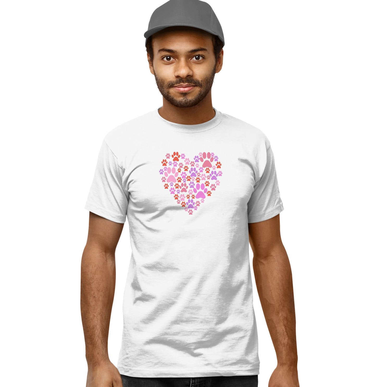 Pink Paw Heart - Adult Unisex T-Shirt