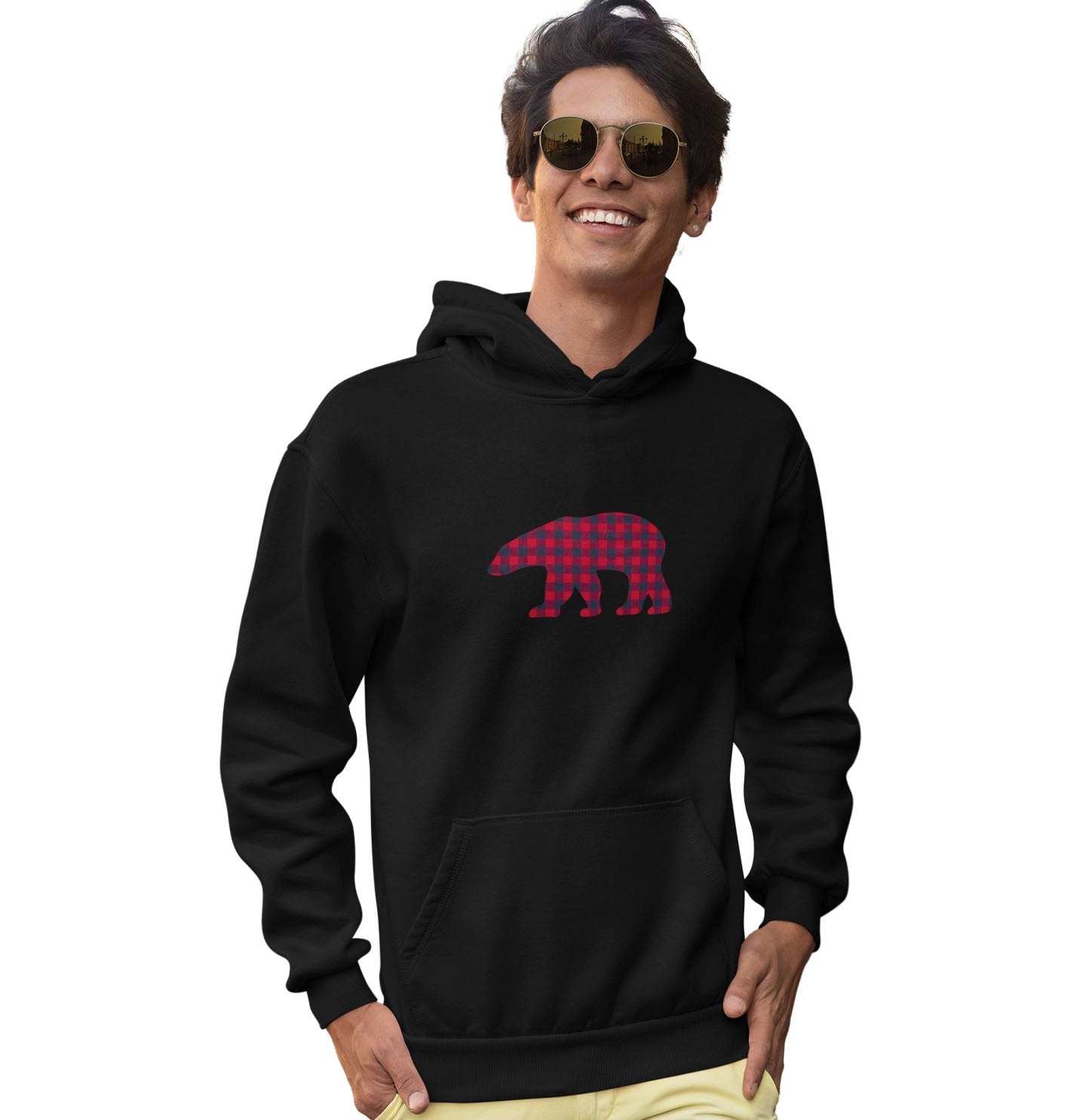 Plaid Bear - Adult Unisex Hoodie Sweatshirt