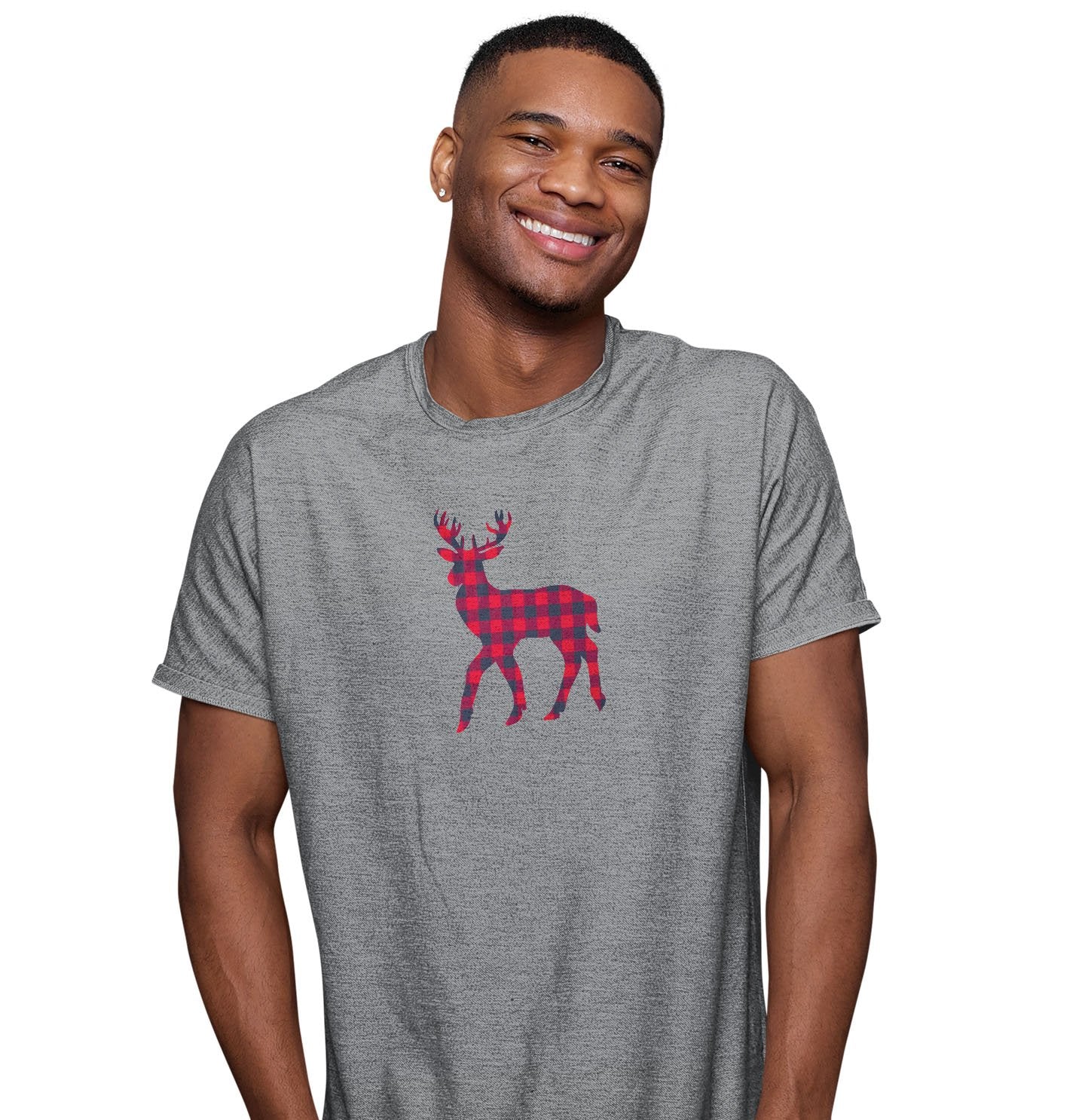 Plaid Deer - Adult Unisex T-Shirt