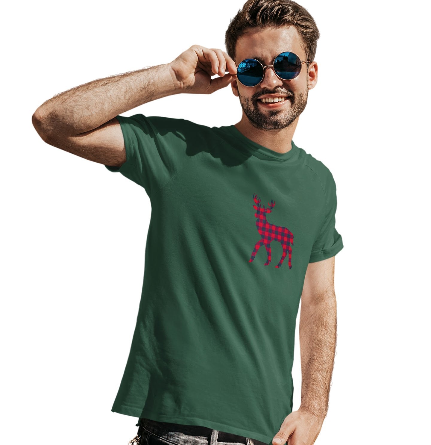 Plaid Deer - Adult Unisex T-Shirt