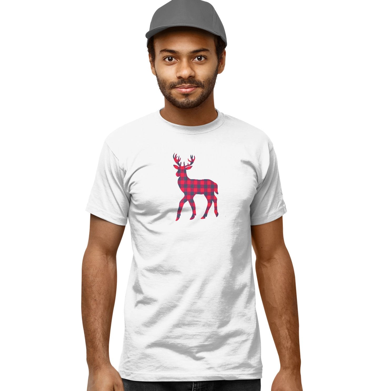 Plaid Deer - Adult Unisex T-Shirt