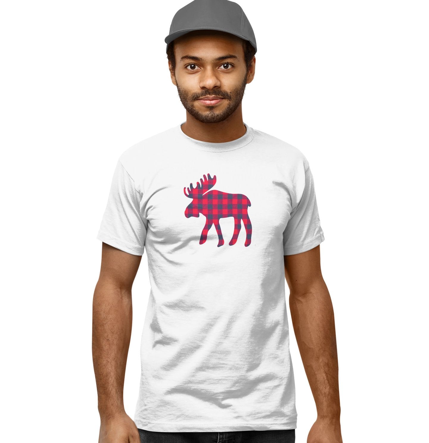 Plaid Moose - Adult Unisex T-Shirt