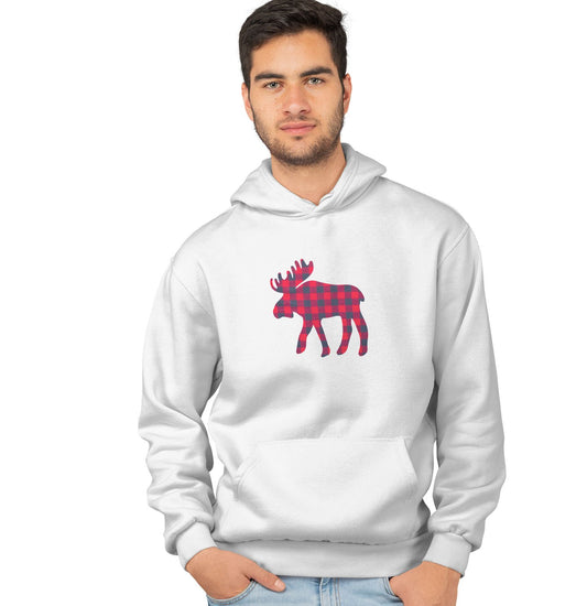 Plaid Moose - Adult Unisex Hoodie Sweatshirt