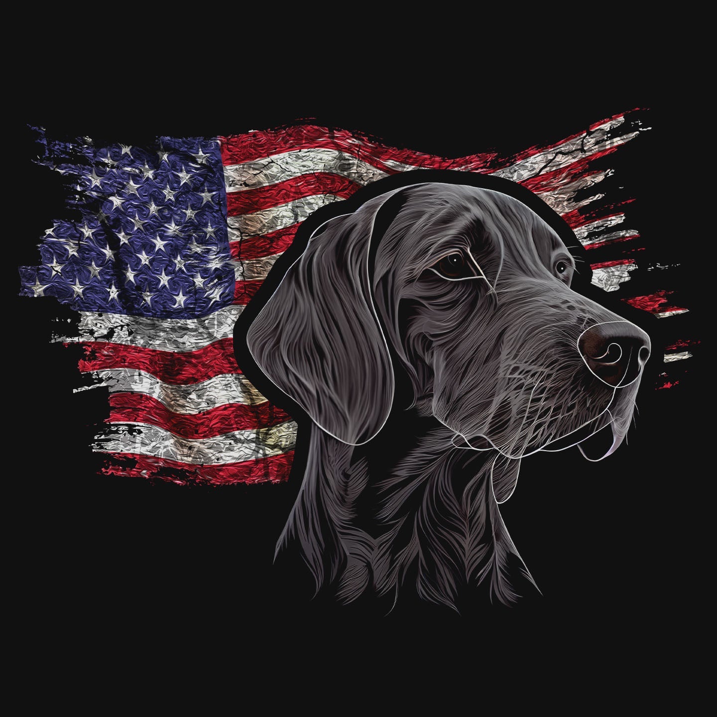 Patriotic Plott Hound American Flag - Women's V-Neck T-Shirt