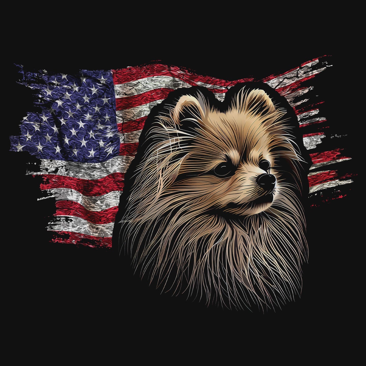 Patriotic Pomeranian American Flag - Women's V-Neck T-Shirt