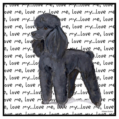 Black Poodle Love Text - Women's V-Neck T-Shirt