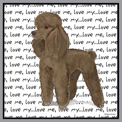 Brown Poodle Love Text - Adult Unisex Crewneck Sweatshirt