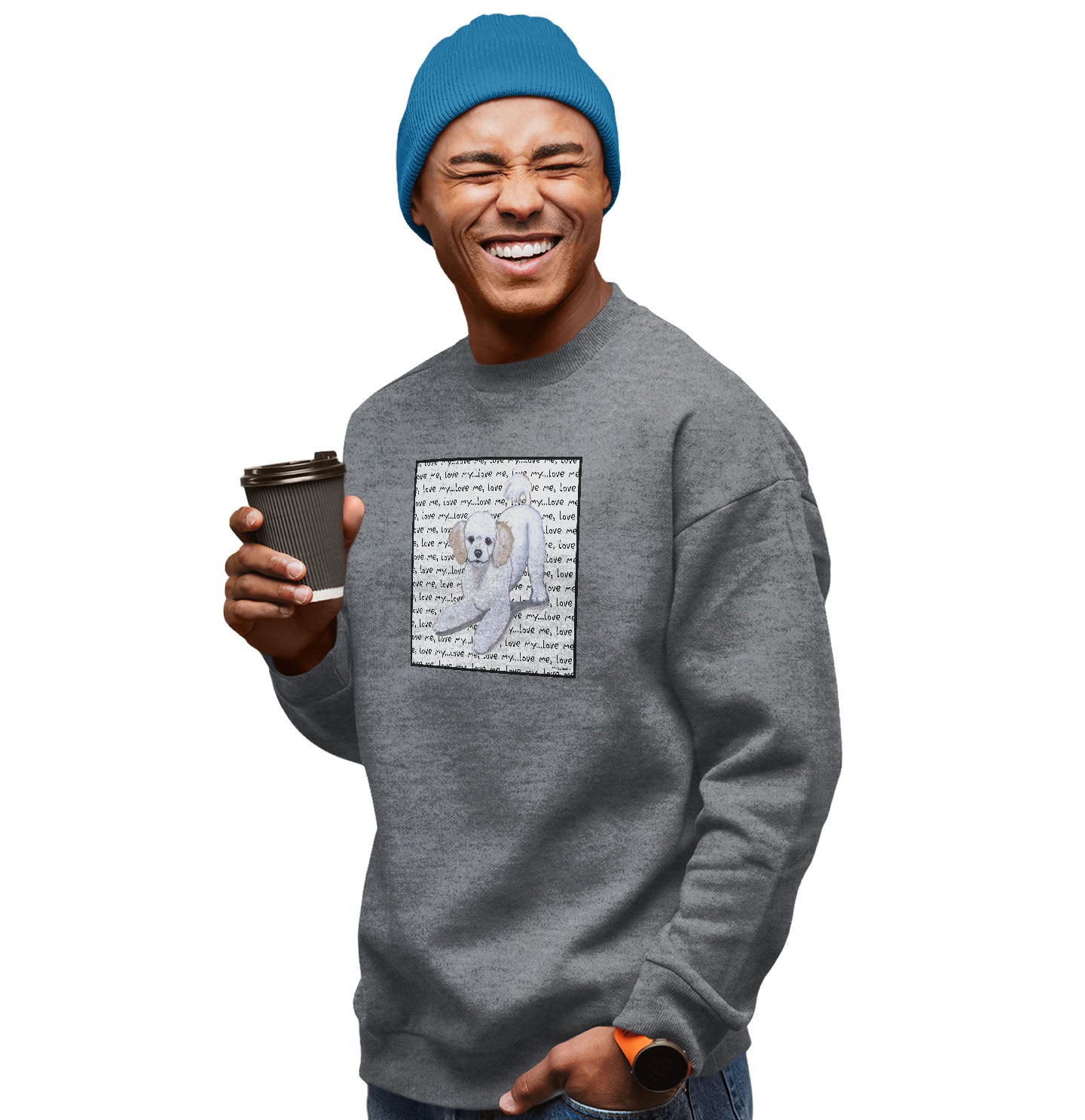 Poodle Puppy Love Text - Adult Unisex Crewneck Sweatshirt