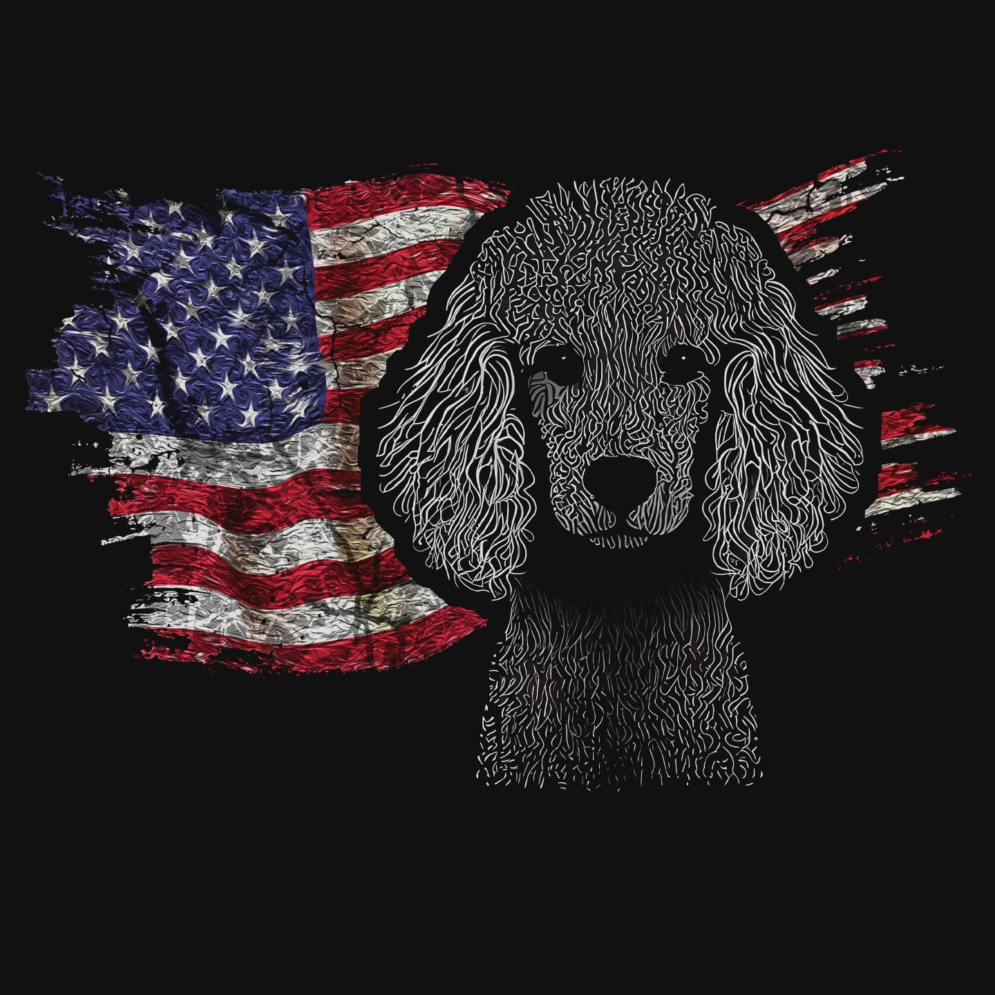 Patriotic Poodle American Flag - Women's V-Neck T-Shirt
