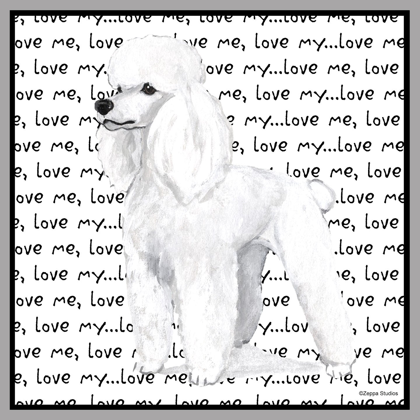 White Poodle Love Text - Women's V-Neck Long Sleeve T-Shirt