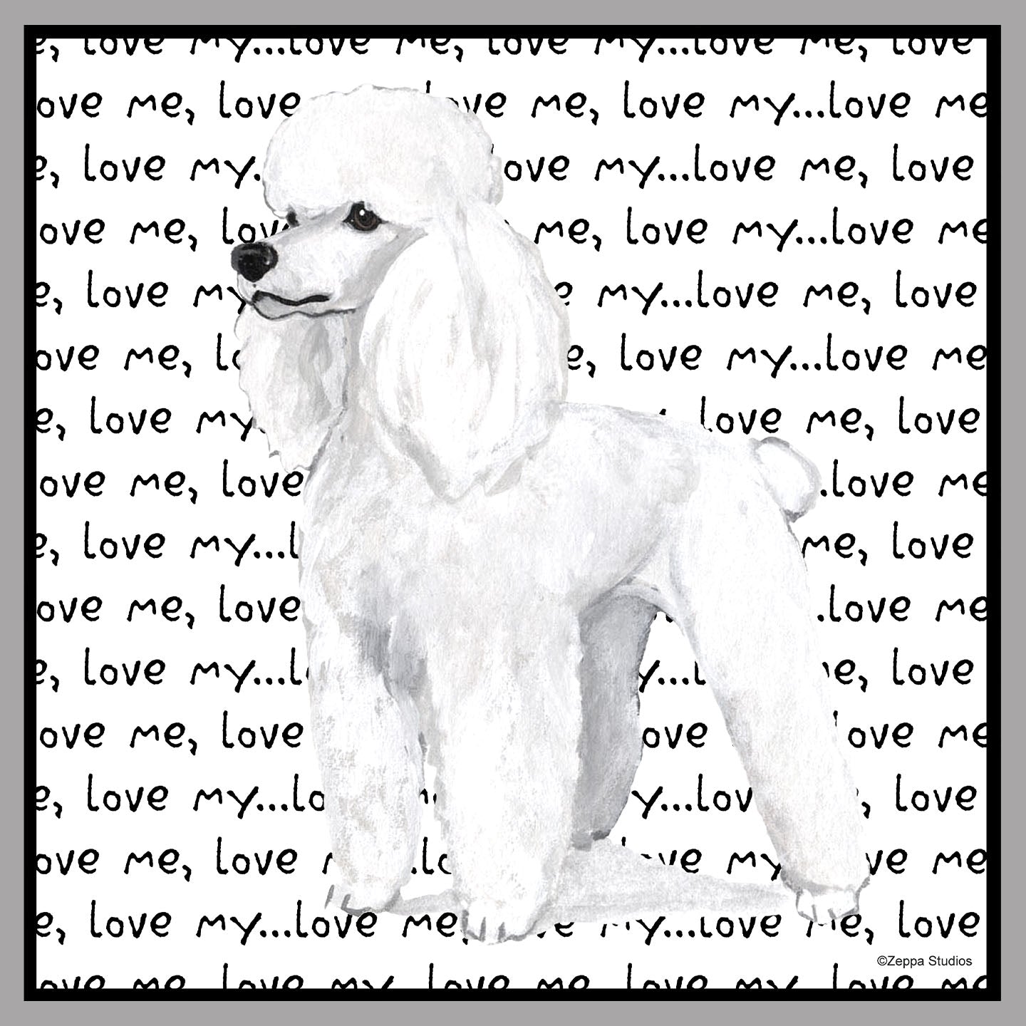 White Poodle Love Text - Women's V-Neck T-Shirt