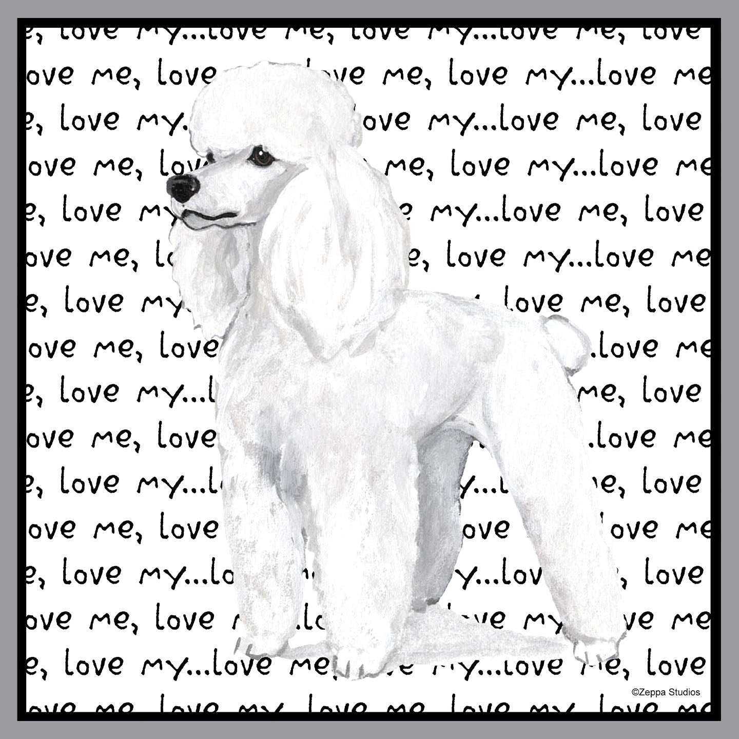 White Poodle Love Text - Adult Unisex Crewneck Sweatshirt