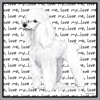 White Poodle Love Text - Adult Unisex Crewneck Sweatshirt