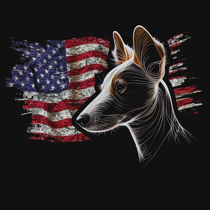 Patriotic Portuguese Podengo Pequeno American Flag - Adult Unisex T-Shirt