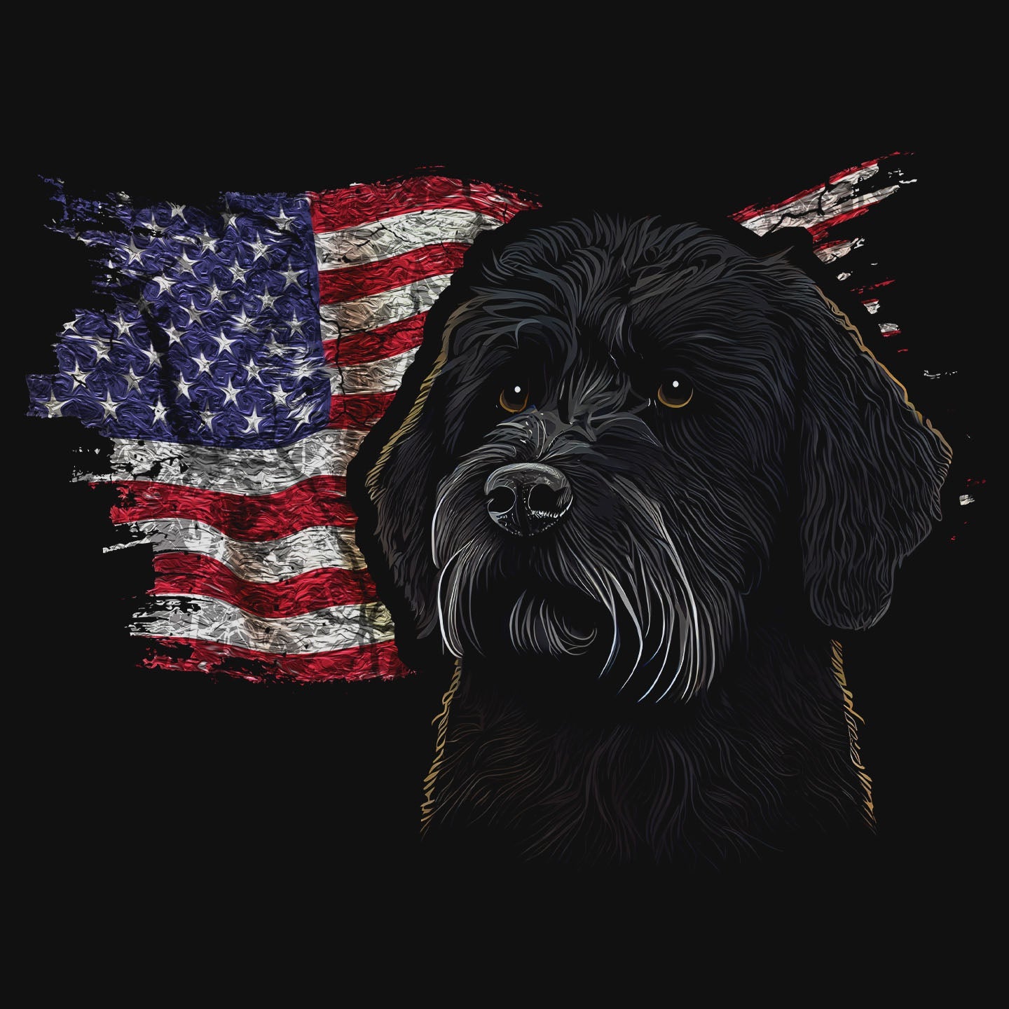 Patriotic Portuguese Water Dog American Flag - Women's V-Neck T-Shirt