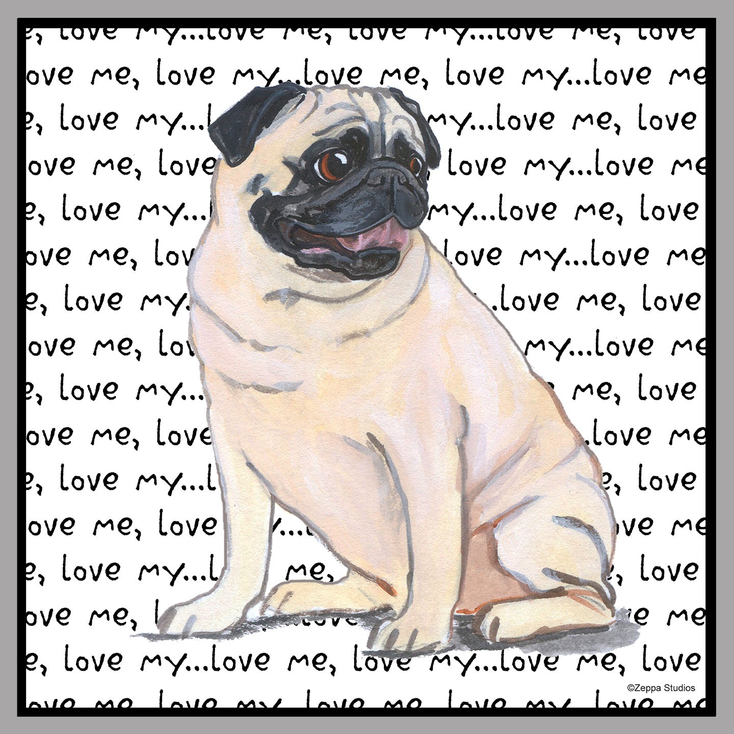 Pug Love Text - Women's V-Neck Long Sleeve T-Shirt