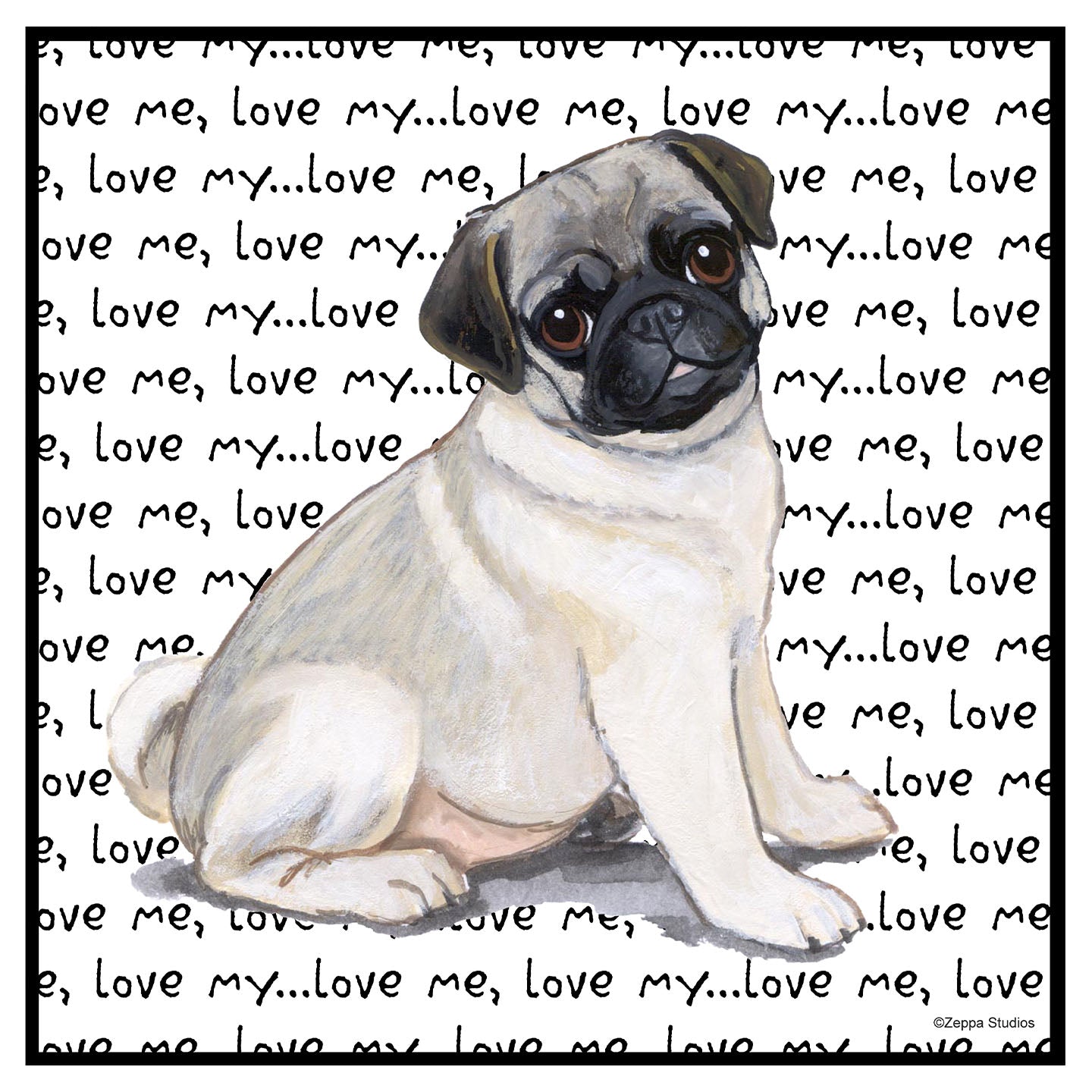 Pug Puppy Love Text - Women's V-Neck Long Sleeve T-Shirt