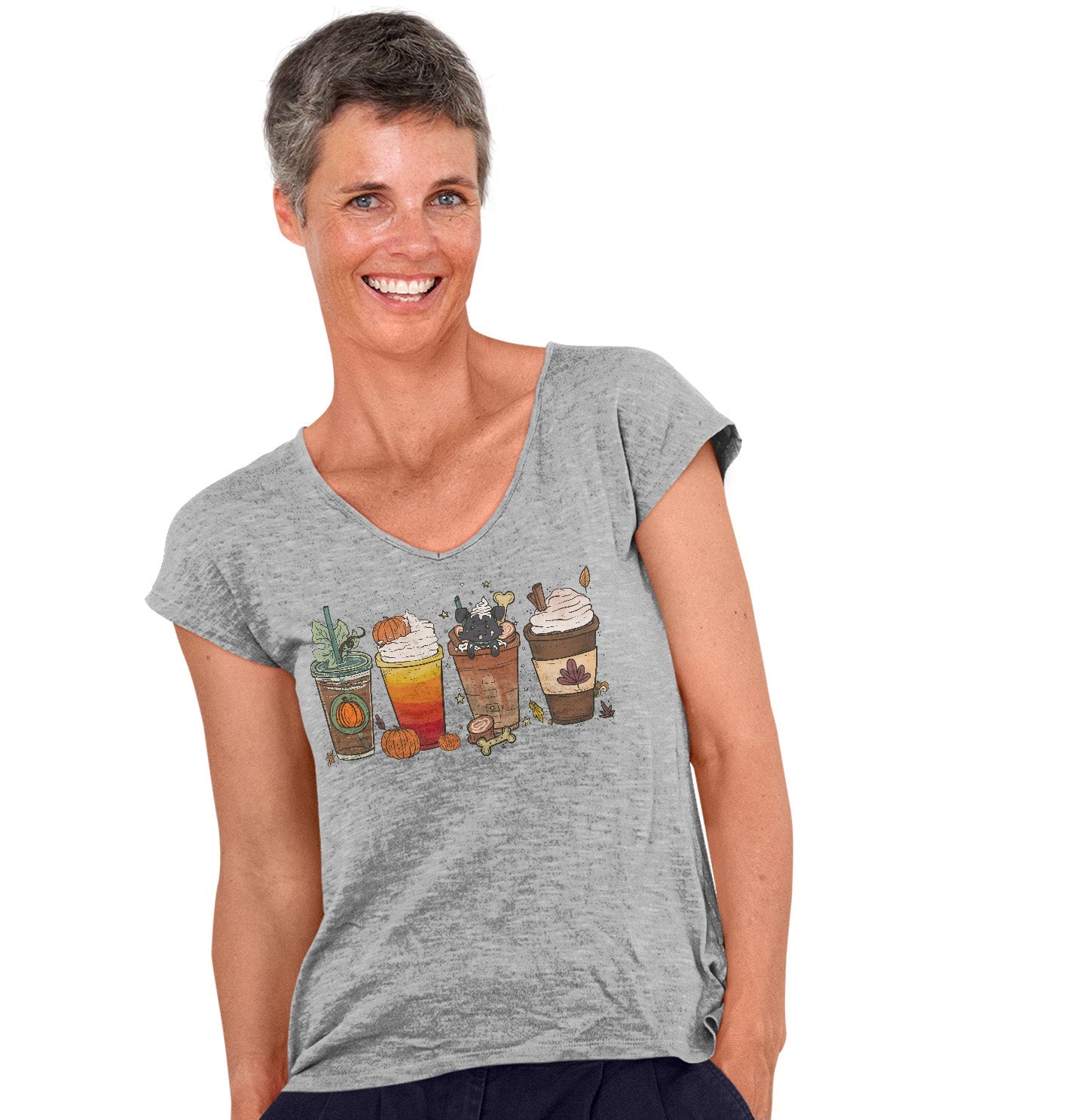 Pupachino Black Lab - Women's V-Neck T-Shirt