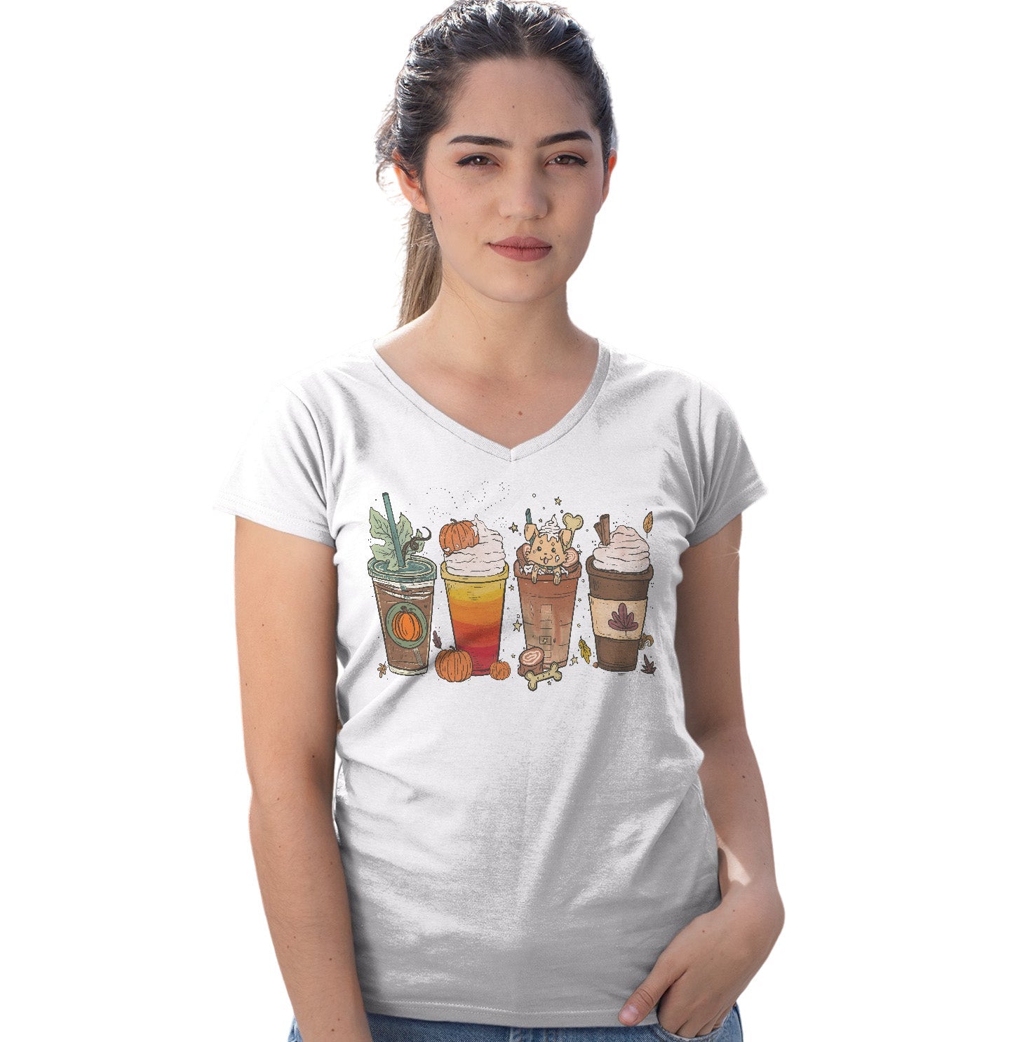 Pupachino Yellow Lab - Women's V-Neck T-Shirt